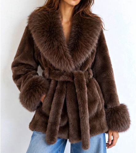 Eleganter brauner faux fur - eleganter, faux-fur