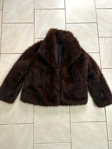 Damen mantel kunstpelz braun - damen,