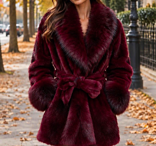 Eleganter bordeaux faux fur - bordeaux, faux-fur
