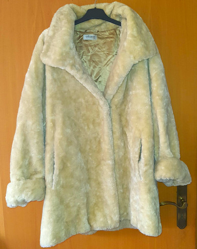 Olsen kunstfell mantel beige - kunstfell,