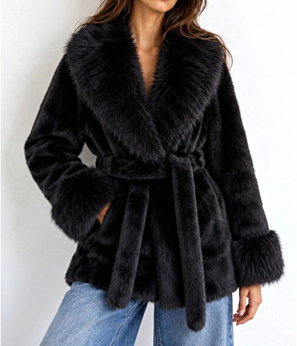 Eleganter schwarzer faux fur - eleganter, faux-fur