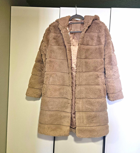 Damen mantel kunstfell beige - mantel,