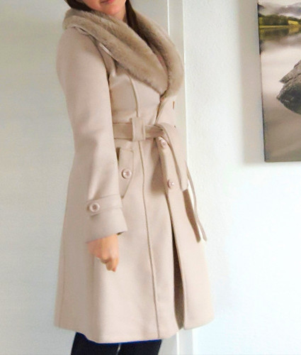 Damen mantel beige halblang - damen,